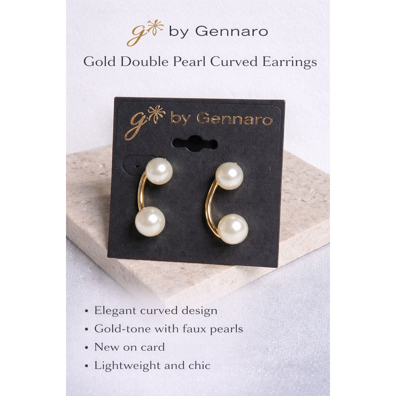 G By Gennaro Faux Pearl Drop Earrings Gold Tone Double Pearl Nwt 18$